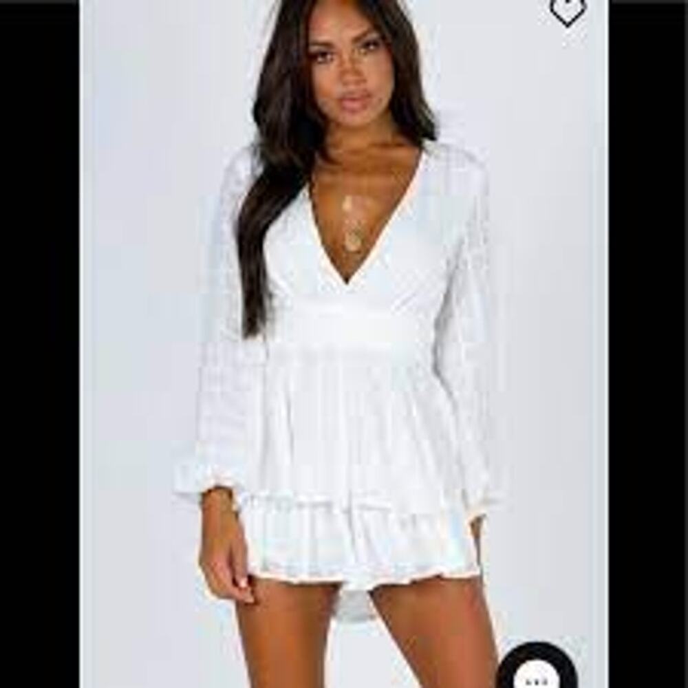 PRINCESS POLLY String of Stars Romper Size 8 White Babydoll Mini Tiered